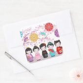 Kokeshi Dolls Vierkante Sticker (Envelop)