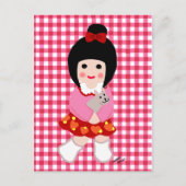 Kokeshi Girl met haar Puppy Briefkaart (Voorkant)