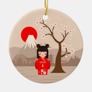 Kokeshi - Japanse dollar Keramisch Ornament