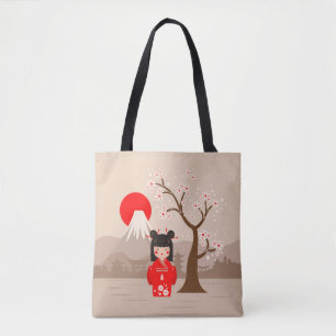 Kokeshi - Japanse dollar Tote Bag