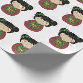 Kokeshi Kerstmis Wreath Cadeaupapier (Hoek)