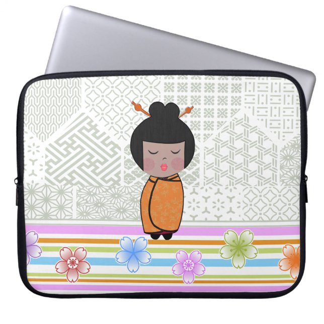 kokeshi libellen laptop sleeve (Voorkant)