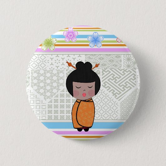 kokeshi libellen ronde button 5,7 cm (Voorkant)
