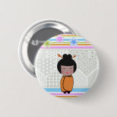 kokeshi libellen ronde button 5,7 cm (Voorkant /achterkant)