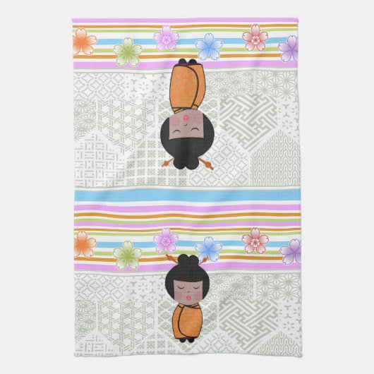 kokeshi libellen theedoek (Verticaal)