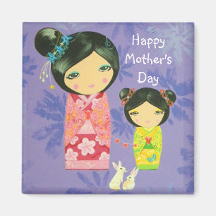 Kokeshi Love bindt ons aan Moederdag Magneet