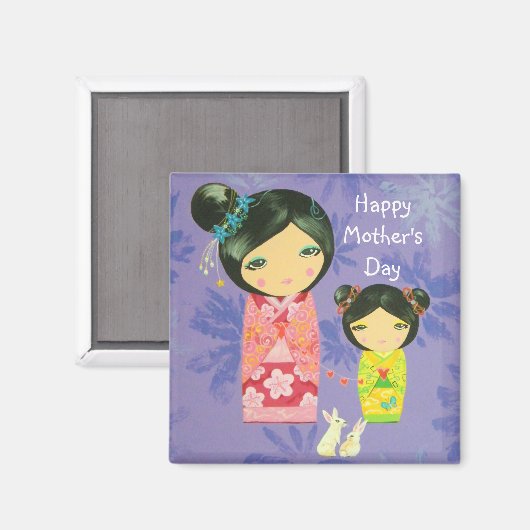 Kokeshi Love bindt ons samen Moederdag Magneet (Voorkant / Achterkant)