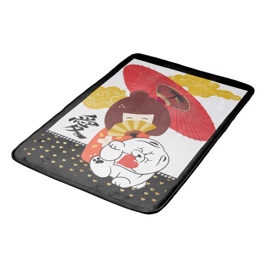KOKESHI LOVE  Chow dog heart CRATE MAT (Gekanteld)