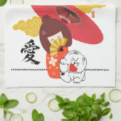 KOKESHI LOVE Chow dog heart Kitchen Towels Theedoek (Gevouwen)