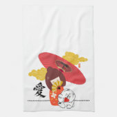 KOKESHI LOVE Chow dog heart Kitchen Towels Theedoek (Verticaal)