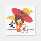 KOKESHI LOVE  Chow dog heart  Servet (Voorkant)