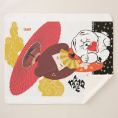 KOKESHI LOVE  Chow dog heart  Sherpa Deken (Voorkant (horizontaal))