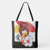 KOKESHI LOVE  Chow dog heart  Tote Bag (Achterkant)