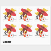 KOKESHI LOVE  Chow dog heart  Vierkante Sticker (Vel)