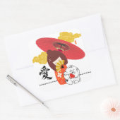 KOKESHI LOVE  Chow dog heart  Vierkante Sticker (Envelop)