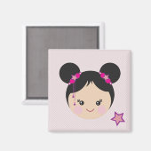 Kokeshi met Buns Pin Magneet (Voorkant / Achterkant)