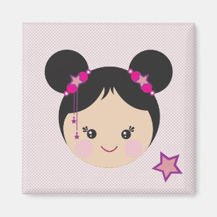 Kokeshi met Buns Pin Magneet