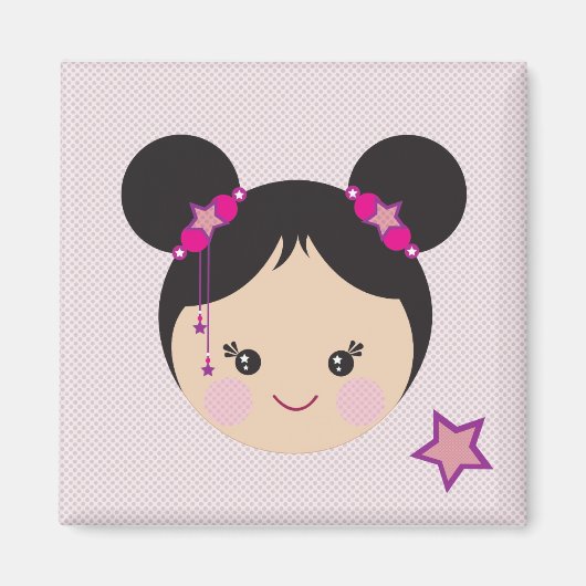 Kokeshi met Buns Pin Magneet (Voorkant)