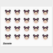 Kokeshi met Buns Ronde Sticker (Vel)