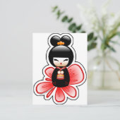 kokeshi-mickey-sfondo-t briefkaart (Staand voorkant)