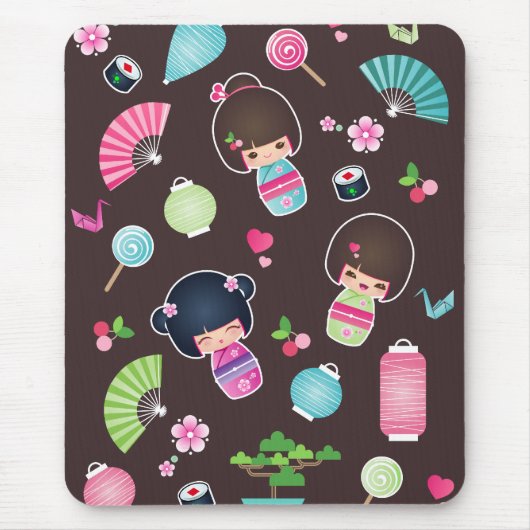 Kokeshi Pattern Mousepad Muismat (Voorkant)