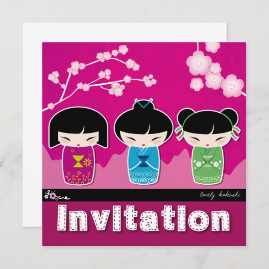 Kokeshi-plein Uitnodiging (Voorkant / Achterkant)