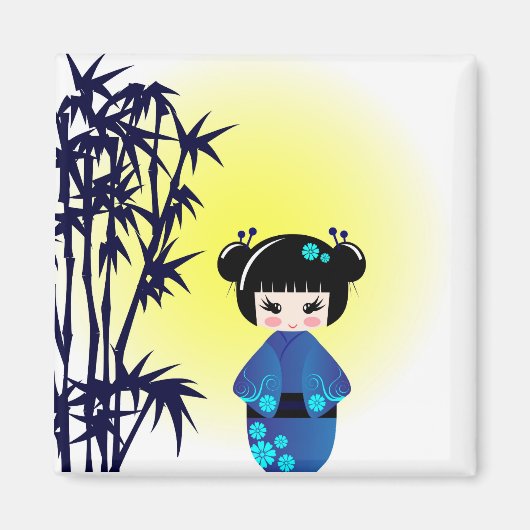 Kokeshi pop en bamboe magneet (Voorkant)