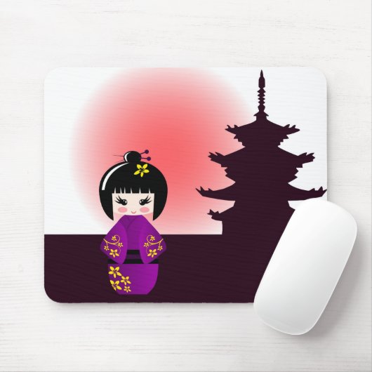 Kokeshi-pop en japanse tempel muismat (Met muis)