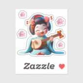 Kokeshi pop lichtblauw schattig sticker (Vel)