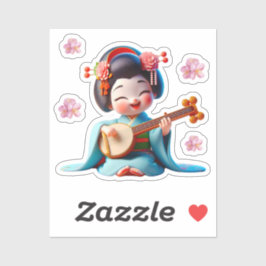 Kokeshi pop lichtblauw schattig sticker