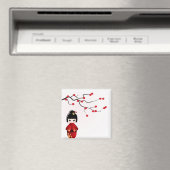 Kokeshi-pop onder sakura-tak magneet (Insitu (Vaatwasser))