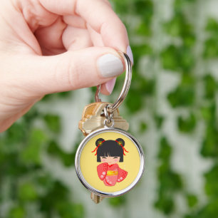 Kokeshi Pop Pink Kimono Sleutelhanger