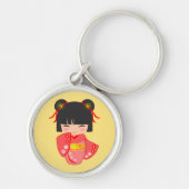 Kokeshi Pop Pink Kimono Sleutelhanger (Voorkant)