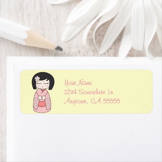 Kokeshi pop retour adres label (roze) (Insitu)