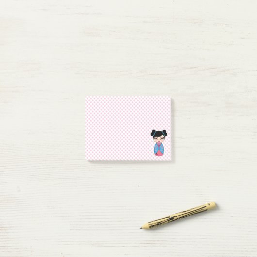 Kokeshi-pop roze Post-it® Notes 4 x 3 (Op bureau)