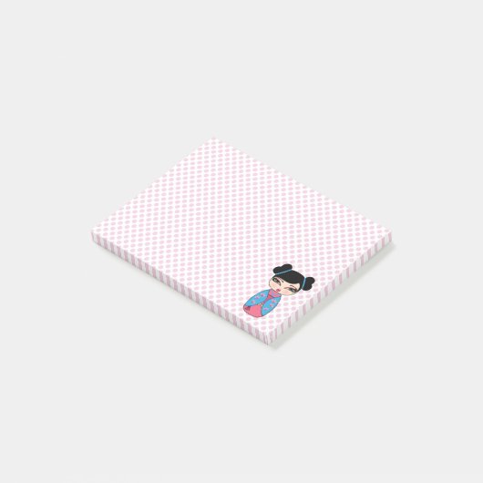 Kokeshi-pop roze Post-it® Notes 4 x 3 (Schuin)