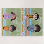 kokeshi poppen legpuzzel (Horizontaal)