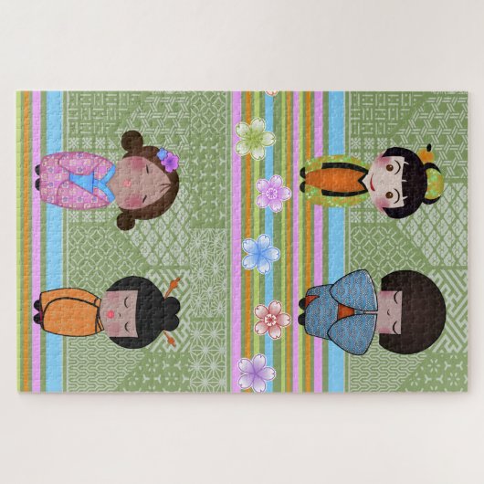 kokeshi poppen legpuzzel (Horizontaal)