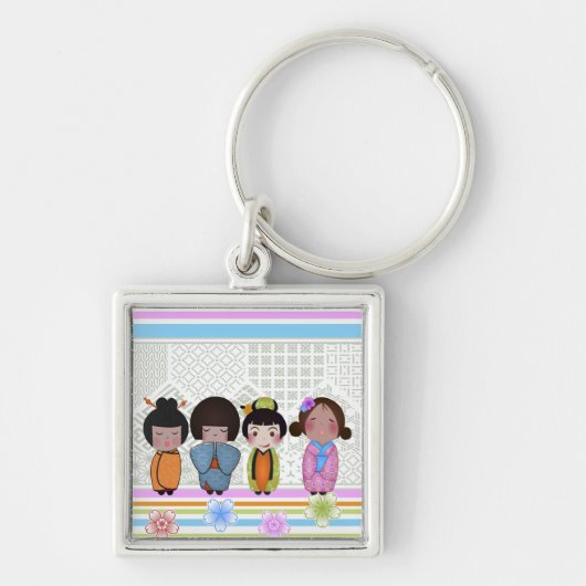 kokeshi poppen sleutelhanger (Voorkant)