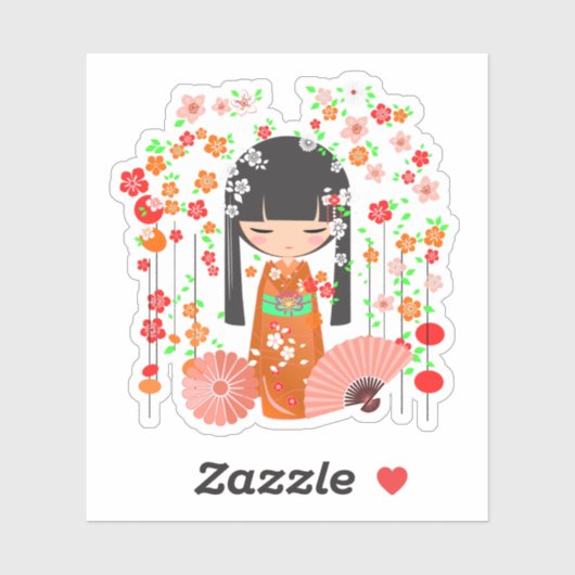 Kokeshi-poppen tuin sticker (Vel)