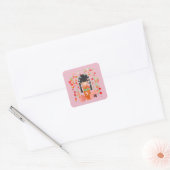 Kokeshi-poppen tuin vierkante sticker (Envelop)