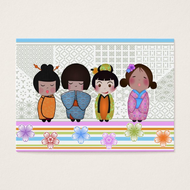 kokeshi poppen visitekaartjes (Voorkant)