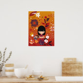 Kokeshi-poppenbos Poster (Keuken)