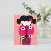 Kokeshi Poppy-geboortebewijs Aankondiging (Staand voorkant)