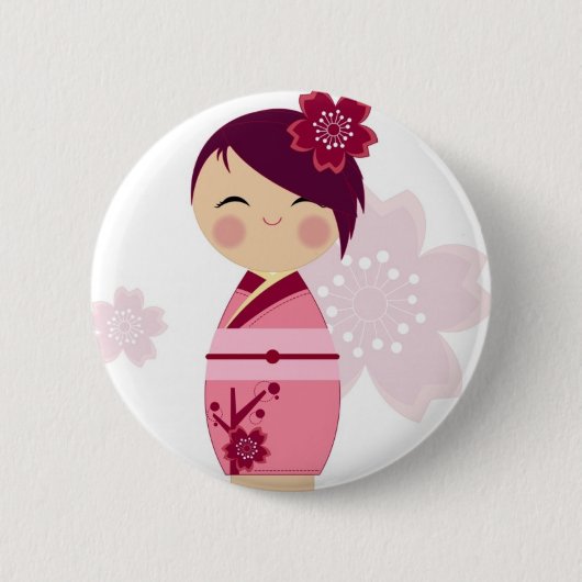 Kokeshi Ronde Button 5,7 Cm (Voorkant)