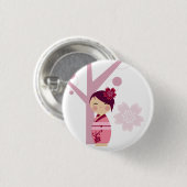 Kokeshi Sakura en Cherry Tree Pin Ronde Button 3,2 Cm (Voorkant /achterkant)