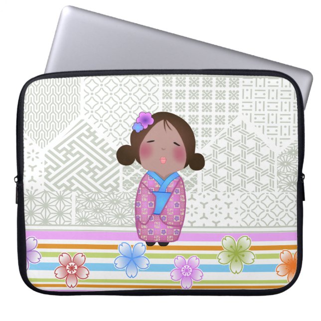 kokeshi sakura laptop sleeve (Voorkant)