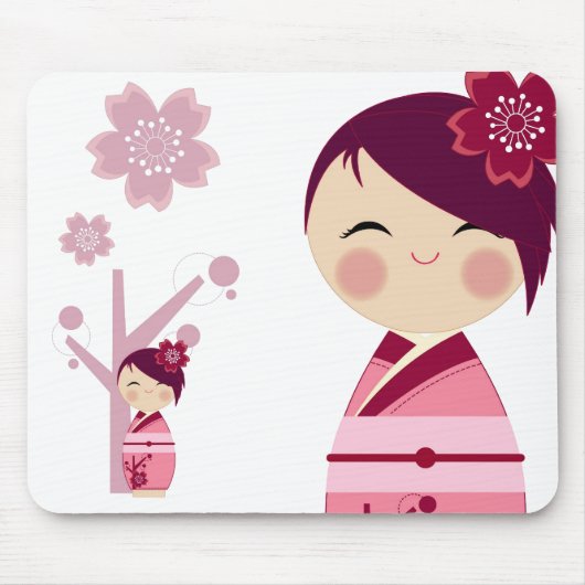 Kokeshi Sakura Mousepad Muismat (Voorkant)