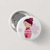 Kokeshi Sakura Pin Ronde Button 3,2 Cm (Voorkant /achterkant)