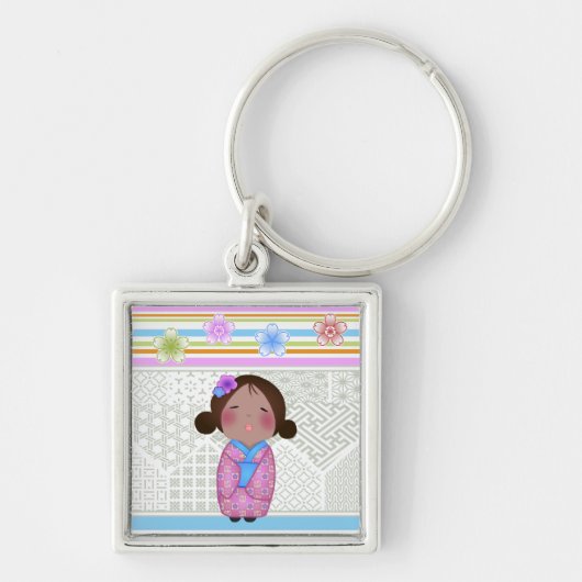 kokeshi sakura sleutelhanger (Voorkant)